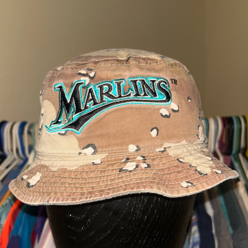 Vintage Florida Marlins Reversible Camo Bucket Hat